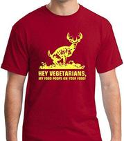 Raw T-Shirt's Hey Vegetarians - My Food Poops on Your Food Deer Hunt Premium Men's T-Shirt Funny Short Sleeve Cotton T Shirts S