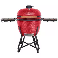 Kepsninė (Grilis) BIGGRILL Kamado Pro 23,5" raudonas + daugiafunkcinė 2 zonų sistema + plieninis pelenų valymo įrankis + kepsninės uždangalas + keramikinis vištos laikiklis