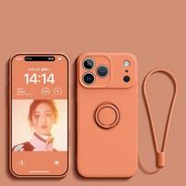 Liquid Silicone Ring Stand Magnetic Case for iPhone 17 Air 16E 15 14 13 12 11 Pro Max Plus Shockproof Soft Bumper Protectic Case iPhone 13 mini oranžinė