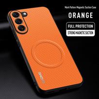 For Samsung Galaxy S23 Plus Case Luxury Car Magnetic Holder Phone Case For Samsung S23 FE 5G TPU Silicone Shockproof Back Cover For Samsung S23 oranžinė