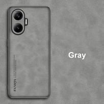 Poco F7 dėklas Prabangus PU odos telefono dėklas Xiaomi PocoF7 Redmi Turbo 4 Pro 5G galinis dangtelis Matinis silikoninis pilnos apsaugos For Poco F7 pilka spalva