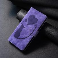 Flip Case on For Coque Samsung S25 Ultra Case Cat Pattern Leather Cover For Samsung Galaxy S 25 Ultra S25 Plus Card Slots Bags For Galaxy S25 Plus violetinė