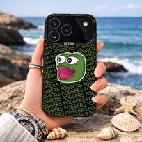 Sad Frog P-Pepe Funny Phone Case For iPhone17,16,15,14,13,12,11,Pro,MAX Gray Matte Silicone Black Cover iPhone13PROMAX