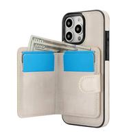 Wallet Case for iPhone 16/15/14/13/12/11 Pro Max Mini 7 8 SE Compatible with Magnetic, Detachable Magnetic Case with Card Holder For iPhone 16 Pro balta