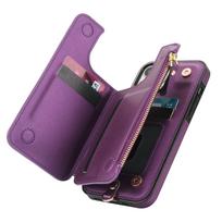 Wallet Case for iPhone 14/13/12/11 Pro Max 14 Plus/13/12 Mini/7/8/SE 2026 with Card Slot Holder, Magnetic Flip Folio Purse Case For iPhone 16 ProMax tamsiai violetine spalva