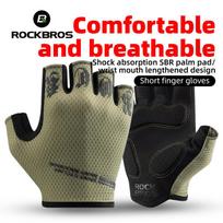 ROCKBROS Half Finger Gloves SBR Palm Pads Breathable Anti-shock Cycling Gloves High Elasticity Fitness Bicycle Fingerless Gloves S