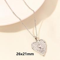 Love Heart Locket Pendant Necklaces For Women Men Accessories Stainless Steel Necklace Link Chain Memory Jewelry Decoration Gift 50cm