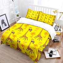 Cartoon giraffes and palm tree pattern Bedding Set 1 Duvet Cover 2 Pillowcases for Adult and Children Luxury Gift Full Size EU Twin 135X200cm&set