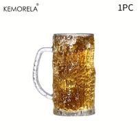 1/2PCS Beer Glass Cup 400ML Thick-Base Pint Mugs with Frosted Glacier Texture Bar Grade Glassware for Lager Whisky Craft Beer 400ml