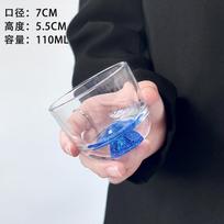 Golden Mountain Viewing Cup Host Cup Kung Fu Tea Cup High-end Tea Set Frosted Blue Base Transparent Glass Tea Cup 1PCS