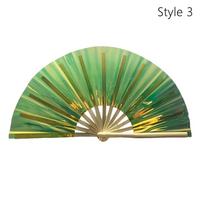 Ten Inch Bamboo Fan Foldable Lightweight Glitter Hand Fan Stage Performance Dance PVC Kung Fu Folding Fan