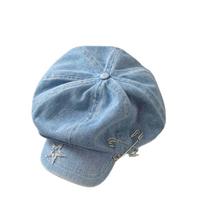 Sweet Star Pattern Berets Cap Y2K Women Artist Hat Simple Newsboy Cap  Party šviesiai mėlyna spalva
