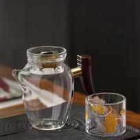 Japanese style 260ml Citrus Kumquat Puer Glass Teapot with Wooden Handle Tea Aeparation And Brewing Tea Pot Kungfu Tea set