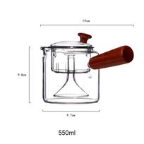 Kung Fu Tea Set Glass Teapot with Wooden Handle, Steam & Brew Dual Use Tea Pot, Heat Resistant Loose Leaf Tea Kettle