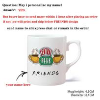 Personalised Name Friends Tv Show Central Perk Mug 11oz Ceramic Wholesale Coffee Mugs Tea Cup Surprised Gift For Friend 301-400ml