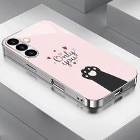 Cute cat paw print electroplated glass phone case suitable for Samsung Galaxy S26 S25 S24 S22 S21 S20 FE/Ultra/Plus anti fall GalaxyS24Ultra