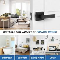 ABBY-3 Pack Matte Black Door Handles, Keyless Interior Door Knobs, Privacy Door Lever Locksets For Bedroom Bathroom juoda