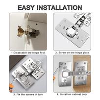 ABBY-4Pack Cabinet Hinge Repair Plate With 2Pack Full Overlay Soft Closing Cabinet Hinges-Hinge Repair Kit Plate For Cabinet Dur sidabras