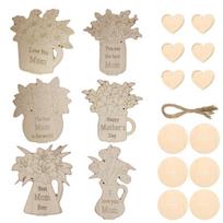 Creative Wooden Rose Tulip Chips DIY Mother's Day Gifts Wooden Flower Ornament  Party Decoration 6pcs Flower