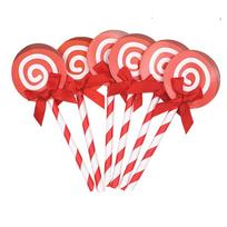 36Pcs Cake Decoration Toppers Lollipop Dessert Table Creative Funny Birthday Wedding Picks Lollipop Cake Topper raudona