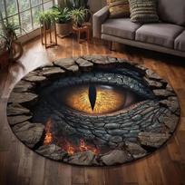 2D Dragon Eye Cave Area Rug Round Fantasy Decor Non - Slip Carpet Perfect for Living Room/Bedroom, Gothic Home Style 80cm x 80cm