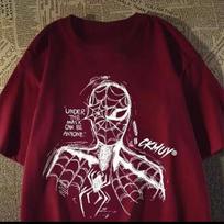 Marvel Superhero Spider-Man Print Style Cotton Short-sleeved T-shirt, Summer Loose Men's and Women's T-shirt Top S įvairiaspalvis