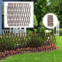 Expandable Wooden Garden Fence, Decorative Outdoor Fencing for Privacy, Flexible Trellis for Climbing Plants, Natural Brown Finish, 48  x 48 One Size