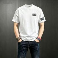 Men's Mountain And Letter Print Crew Neck Short Sleeve T Shirt S balta