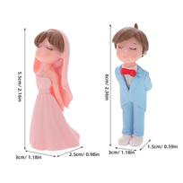 2Pairs Wedding Cake Toppers Bride and Groom Miniature Couple Figurines Romantic Elegant Decoration for Indoor Outdoor Weddings 5.5X3X2.5CM