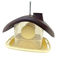 2 in 1 Waterproof Hanging Bird Feeder Transparent Plastic Birding Box Spill-Proof Bird Food Dispenser Courtyard