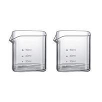 2PCS Transparent Square Measuring Pitcher with Scale Single Spouts Mini Coffee Cup 90/120ML Heat Resistant