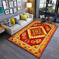 Geometric Patterned Red and Yellow Area Rug for Living Room Decor Suitable for use as an anti-slip for living room bedroom sofas 40x60cm( 15x23in )