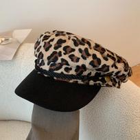 Punk Leopard Print Beret Gothic Flat Top Cap Retro Y2k Beret Hat  for Girls Style 2