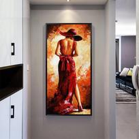 Sexy Woman Nude Body Red High Heels Art Poster Print Canvas Painting Black and White Wall Art Picture for Living Room Home Decor 20x40cm