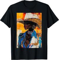 Black Cowgirl Painting Art Western Rodeo Melanin Black Woman unisex T-Shirt Mens Womens Tees Top M