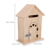 Wall-Mounted Wooden Security Drop Box House-Shaped Locking Outdoor Mailbox for Home Office Entryway Farmhouse Vintage Decorative chaki
