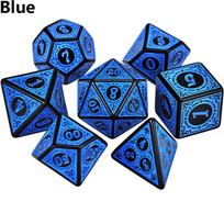 Daugiašalis 7 kauliukų rinkinys žaidimo kauliukai TRPG DND priedams poliedriniai D4 D6 D8 D10 D12 D20 kauliukai stalo kortų žaidimui matematikos žaidimui