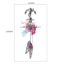 Raudonos rožės gėlės rankos pusės rankos tatuiruotės lipdukas pelėdos smėlio laikrodžio geometrijos vandens perkėlimo rinkinio lipdukas 114*210MM