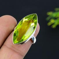 Peridoto Rankų Darbo 925 Sterlingo Sidabro Žiedas Dydis 7 p0c61