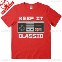Nintendo Men's Keep It Classic T-Shirt High Quality Cotton Tops Hipster Short Sleeve Pattern Clothes Comfortable Personality S