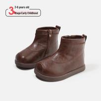 Kids' Autumn/Winter Leather Boots - Korean Style Baby and Toddler Short Boots with Plush Lining Factory order price Size 22-25 (100 pairs) ruda