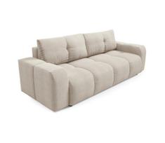 Išskleidžiama apmušta trivietė sofa su daiktų dėže ALMADA smėlio spalvos