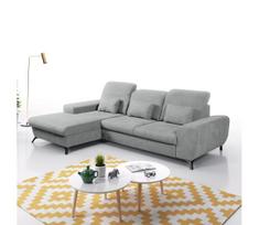 Išskleidžiama L formos apmušta kampinė sofa ALTA su patalynės dėže, kairinė, pilka