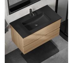 Vonios spintelė su praustuvu KENWOOD 91 cm ąžuolas/juoda
