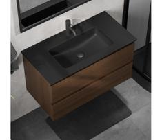 Vonios spintelė su praustuvu KENWOOD 91 cm riešutas/juoda