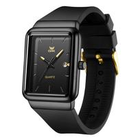 OPK Quartz Watch with Date Easy to Classic Silicone Suitable for and Black Men's Display, Waterproof, Read, Stylish, Design, Band, School, Work, Men,