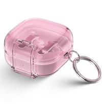 Transparent Earphone Case with Phone Stand Anti-Scratch Protective Case Shockproof for Samsung Galaxy Buds4/4pro rožinė