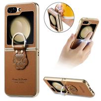 Anti-Drop Portable Ring Leather Funda Case for Samsung Galaxy Z Flip 7 5G Flip7 FE Flip6 Flip5 Flip4 Flip 6 5 4 Cover Coque Galaxy Z Flip6 ruda