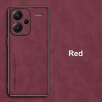 For Redmi Note 13 Pro+ Case Luxury PU Leather Phone Case For Xiaomi Redmi Note 13 Pro Plus 5G Back Cover TPU Silicone Protection Note 13 Pro Plus raudona