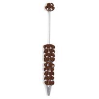 Pearl DIY Clay Heart Bead Pen Black Ink Full Diamond Flocked Heart Beaded Pen Smooth Writing Handmade Beaded Ballpoint Pen kava